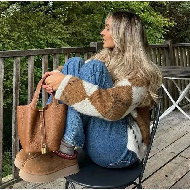 Nara Alpaca Geometric Knit Cardigan