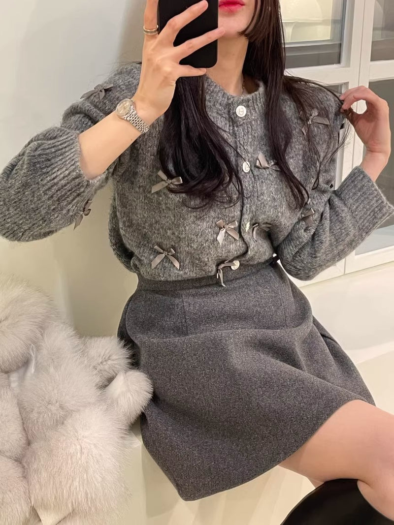 Elle Bowknot Knit Cardigan