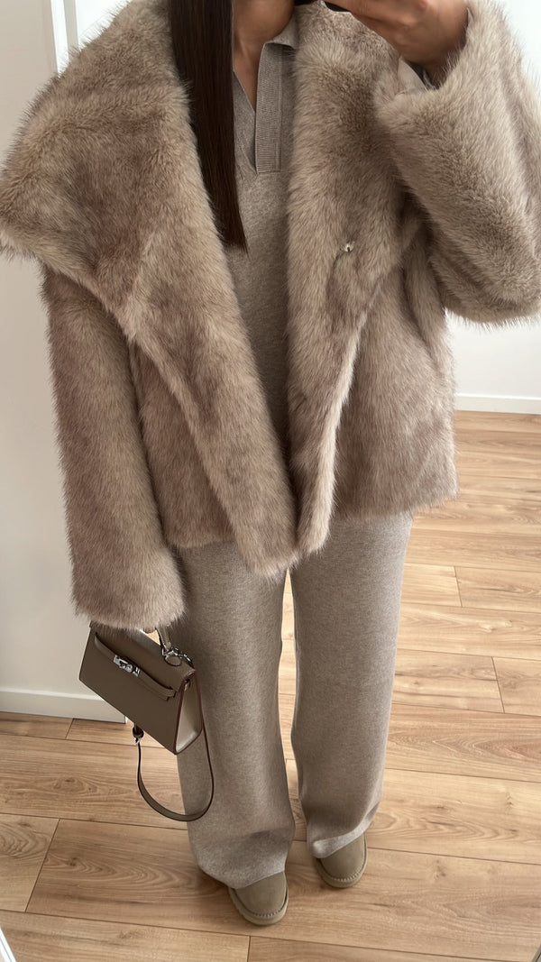 Taupe Faux Fur Jacket
