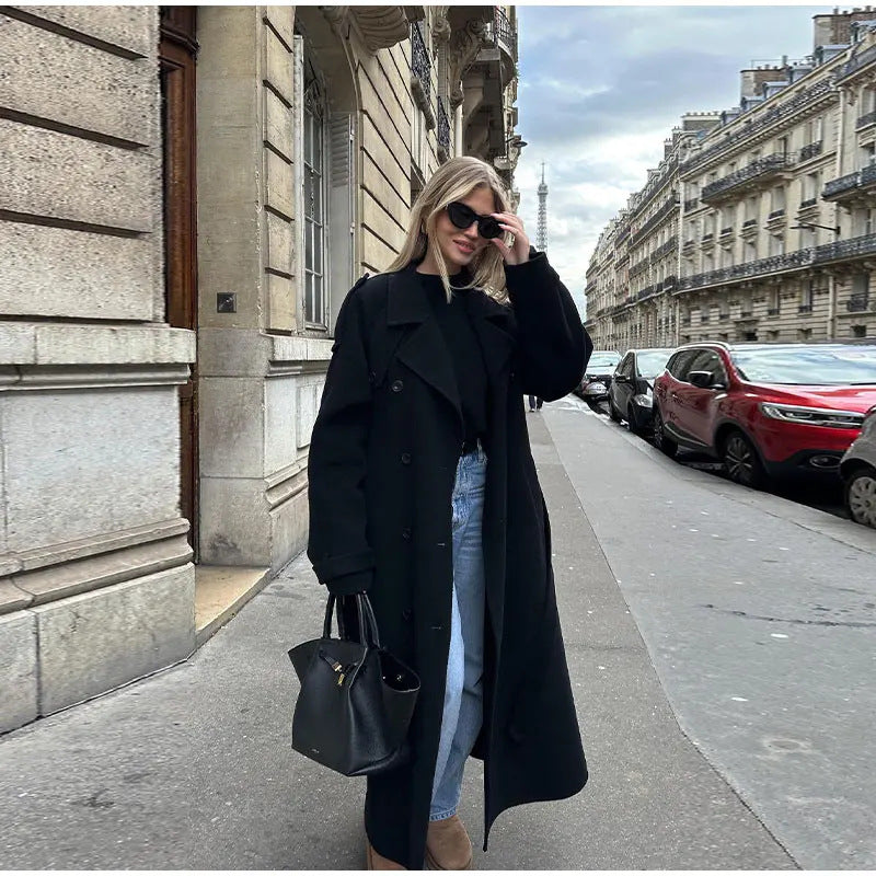 Spring Trench Elegant Lapel Large Coat