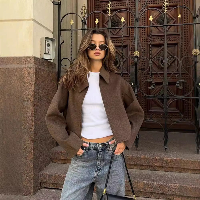 Emilia Retro Zippered Short Jacket