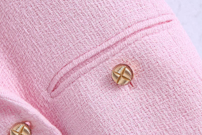 European And American Style Buttoned Textured Blazer Shorts