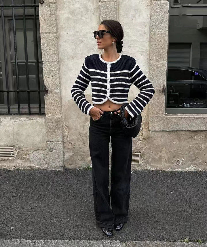 Leonie Striped Buckle Cardigan