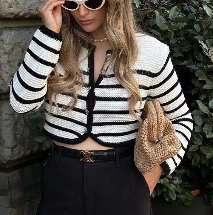 Leonie Striped Buckle Cardigan