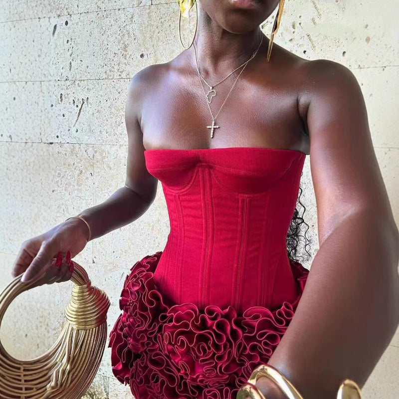 Adjustable Strap Tube Top Short Skirt