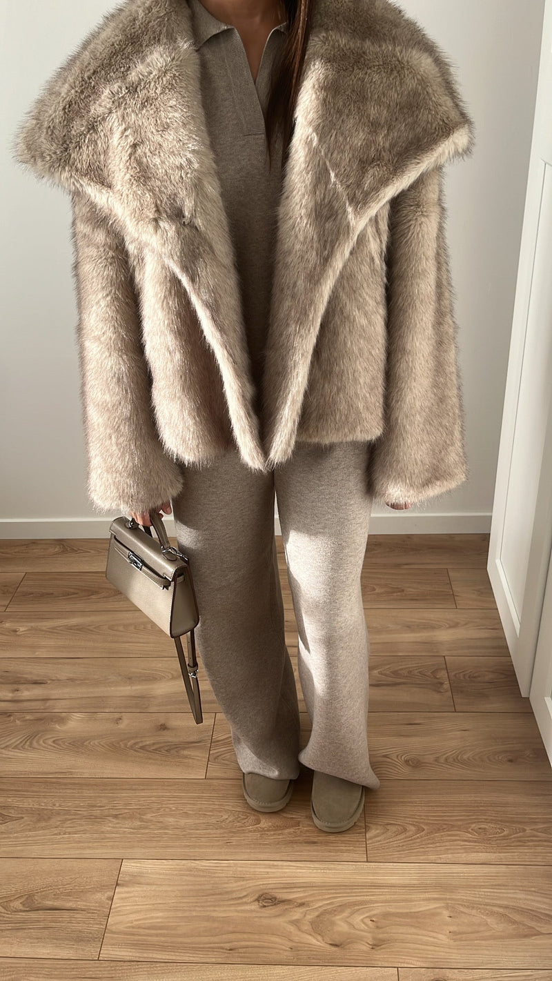 Taupe Faux Fur Jacket