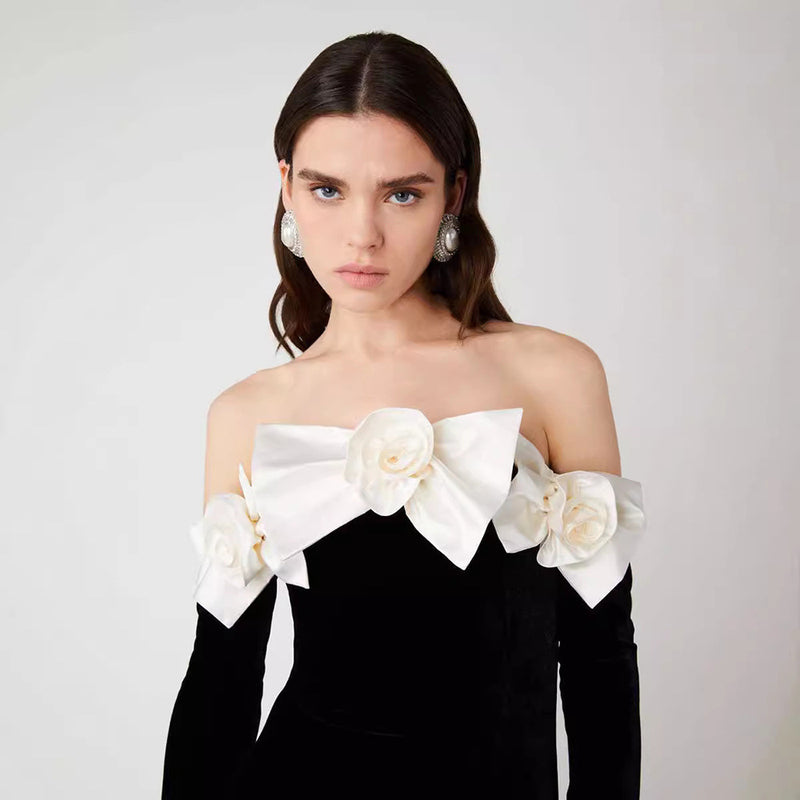 Celine Black Velvet Fishtail Gown