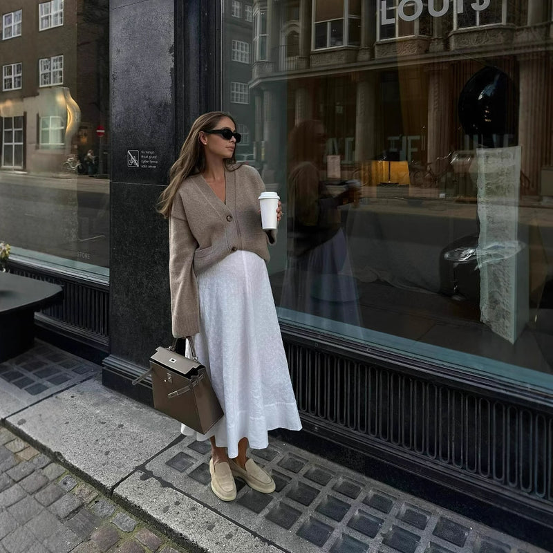 Lana V-Neck Distressed Knit Cardigan