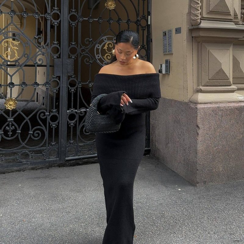Elegant Off Shoulder Long Sleeve Dress