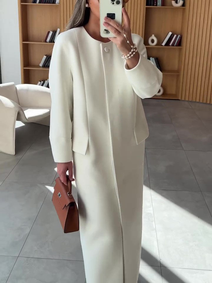 Elena Round Neck Single Breasted Coat