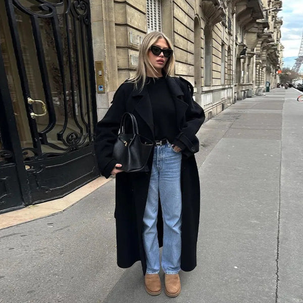 Spring Trench Elegant Lapel Large Coat