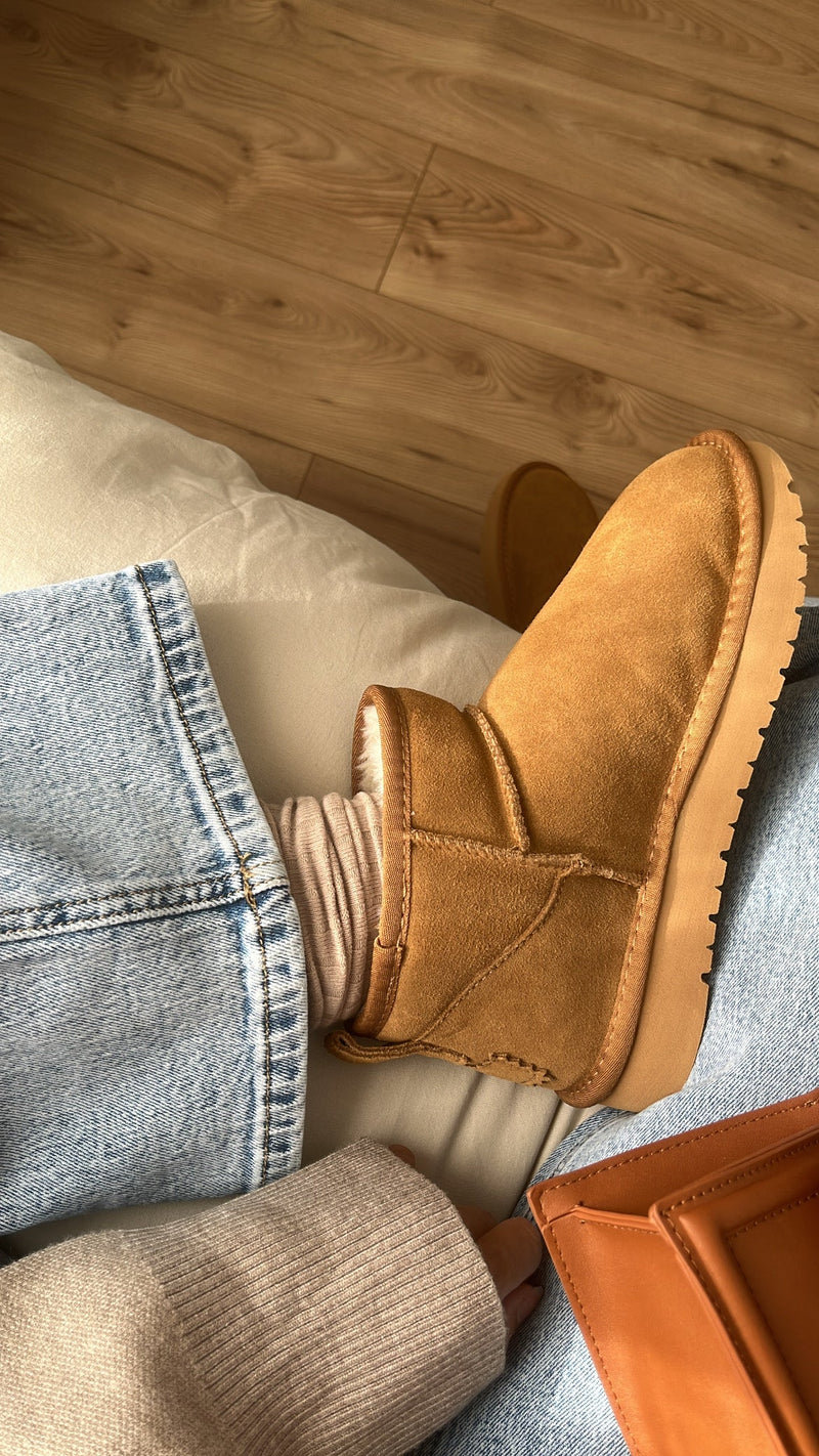 Fleece-lined ankle boots [camel]