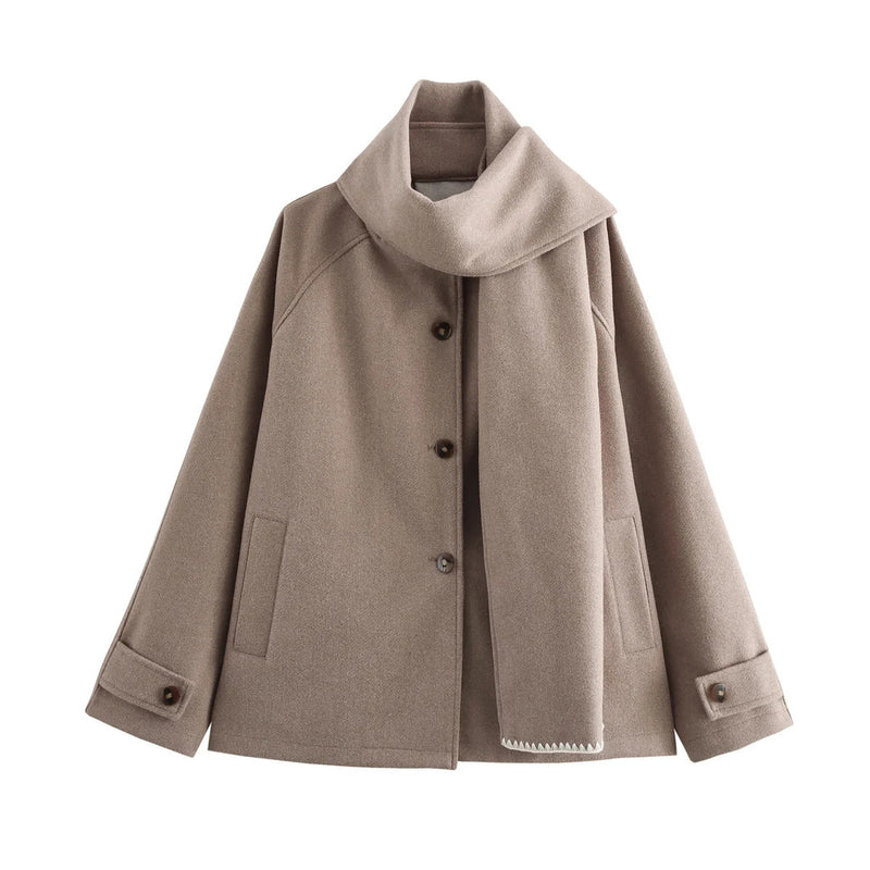 Emery Detachable Scarf Collar Jacket