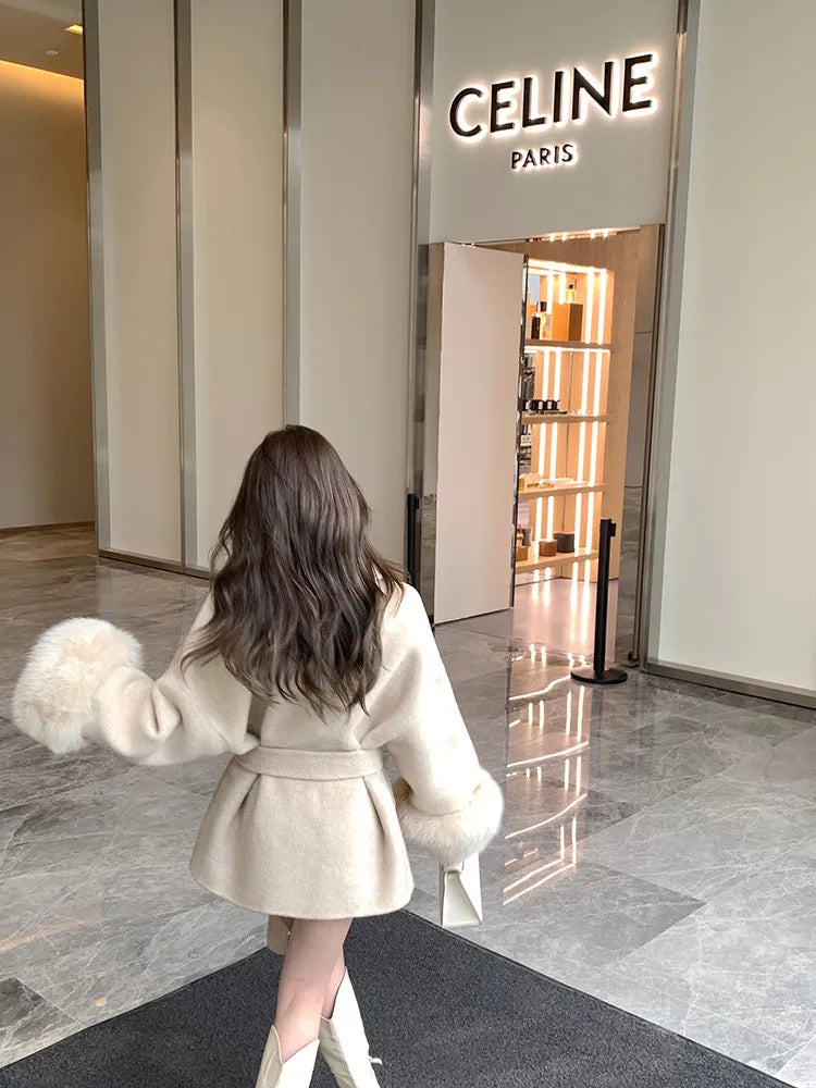 Élise Fur Wool Coat| Fur Double-sided Cashmere Coat