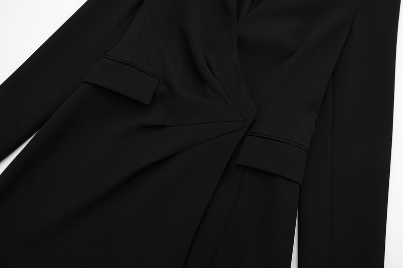 Celeste V-Neck Pleated Blazer Dress