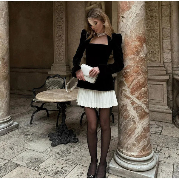 Emira Velvet Color Block Dress