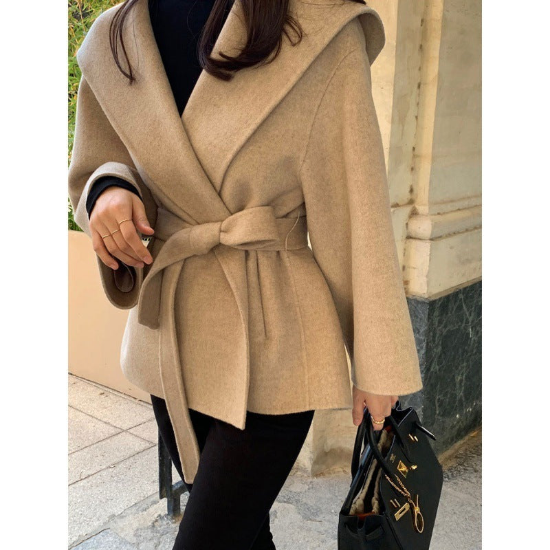 Elodie Hooded Woolen Coat