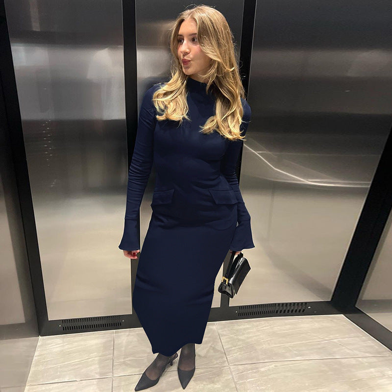 Celeste Half-High Collar Long Dress