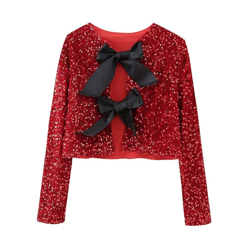 Aria Bowknot Sequin Jacket