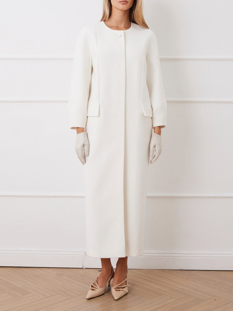 Elena Round Neck Single Breasted Coat