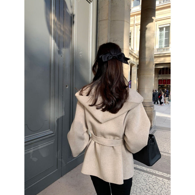 Elodie Hooded Woolen Coat