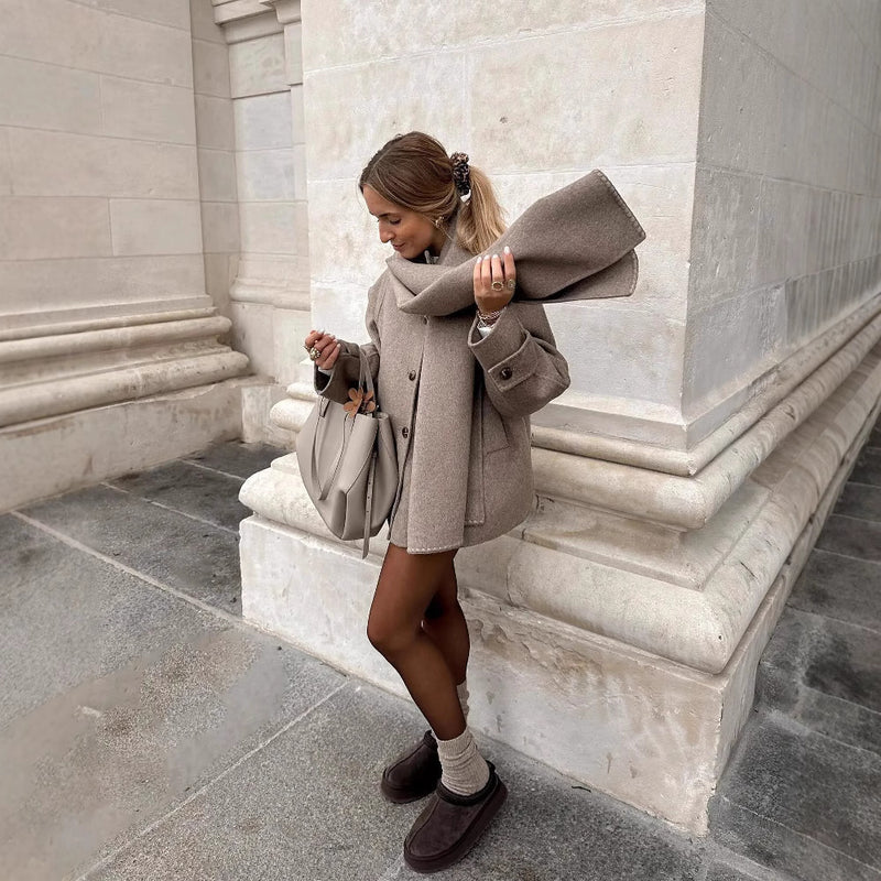 Emery Detachable Scarf Collar Jacket