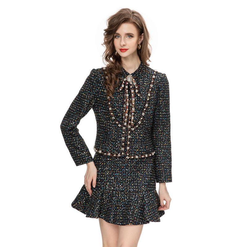 Celeste Bow-Accent Fishtail Skirt Suit