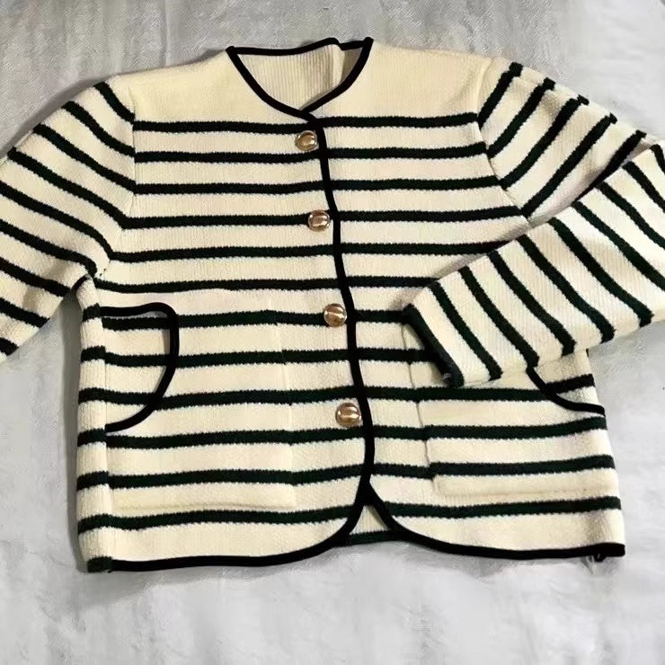 Leonie Striped Buckle Cardigan