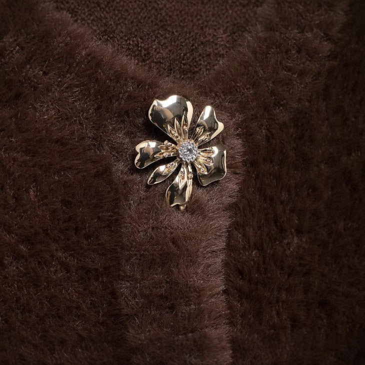 Women's Fashion Faux Fur Knitted Sweater