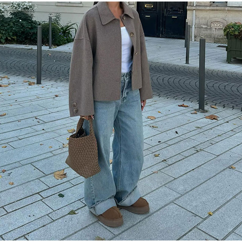 Adele Casual Polo Collar Short Jacket