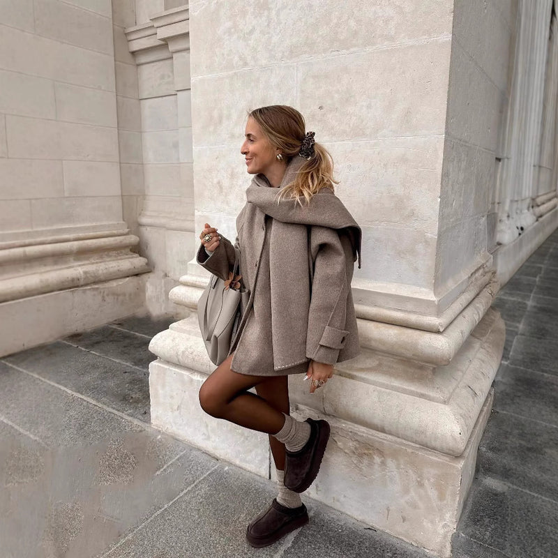 Emery Detachable Scarf Collar Jacket