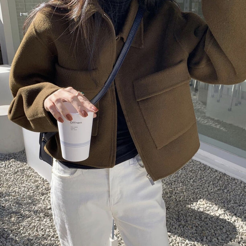 Elise French Lapel Slimming Cardigan with Double Pocket Design