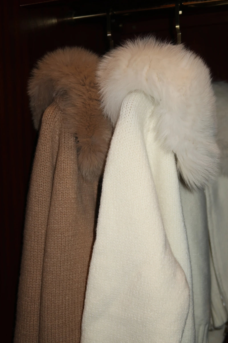 Aurora Hooded Fox Fur Sweater + FREE Fur Gloves