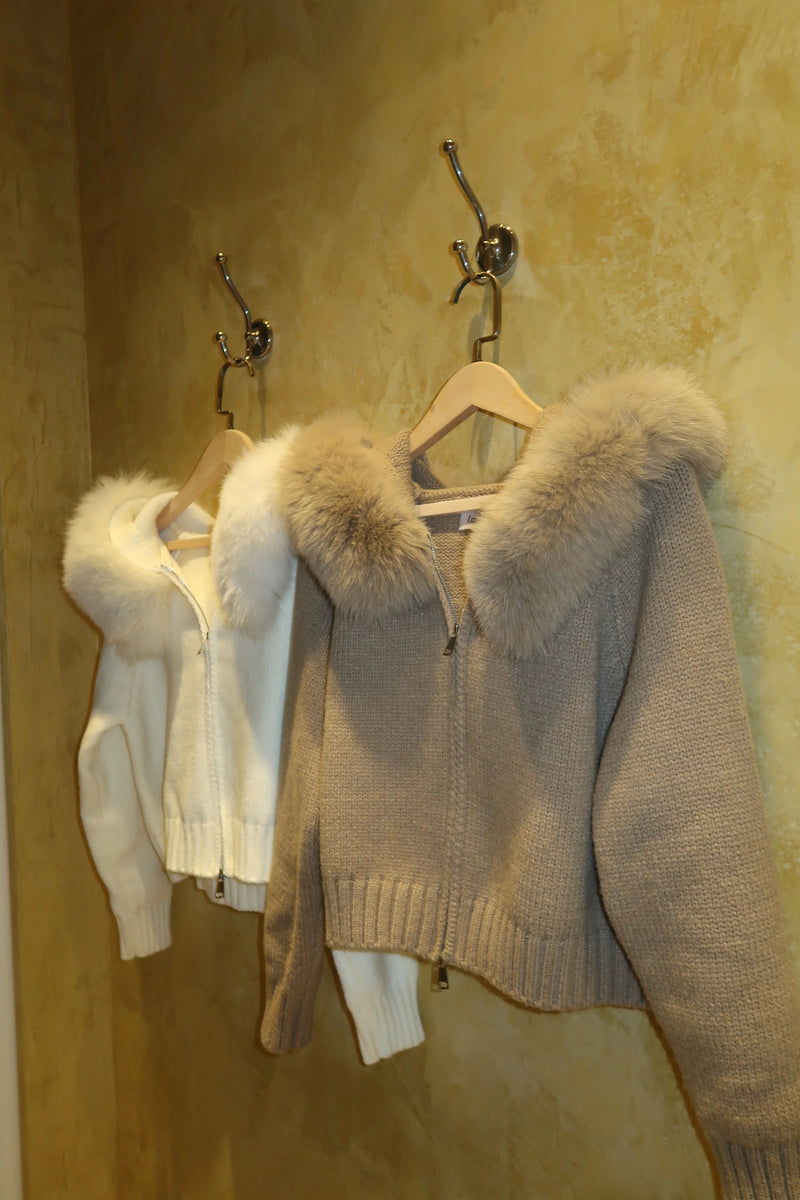 Aurora Hooded Fox Fur Sweater + FREE Fur Gloves
