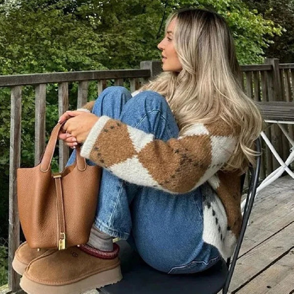 Nara Alpaca Geometric Knit Cardigan