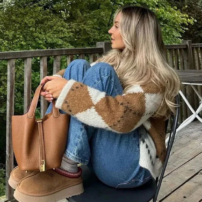 Nara Alpaca Geometric Knit Cardigan