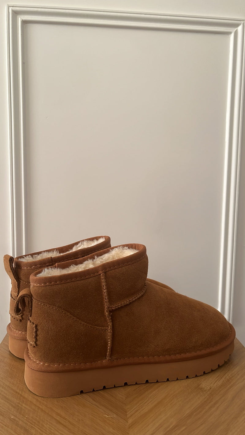 Fleece-lined ankle boots [camel]