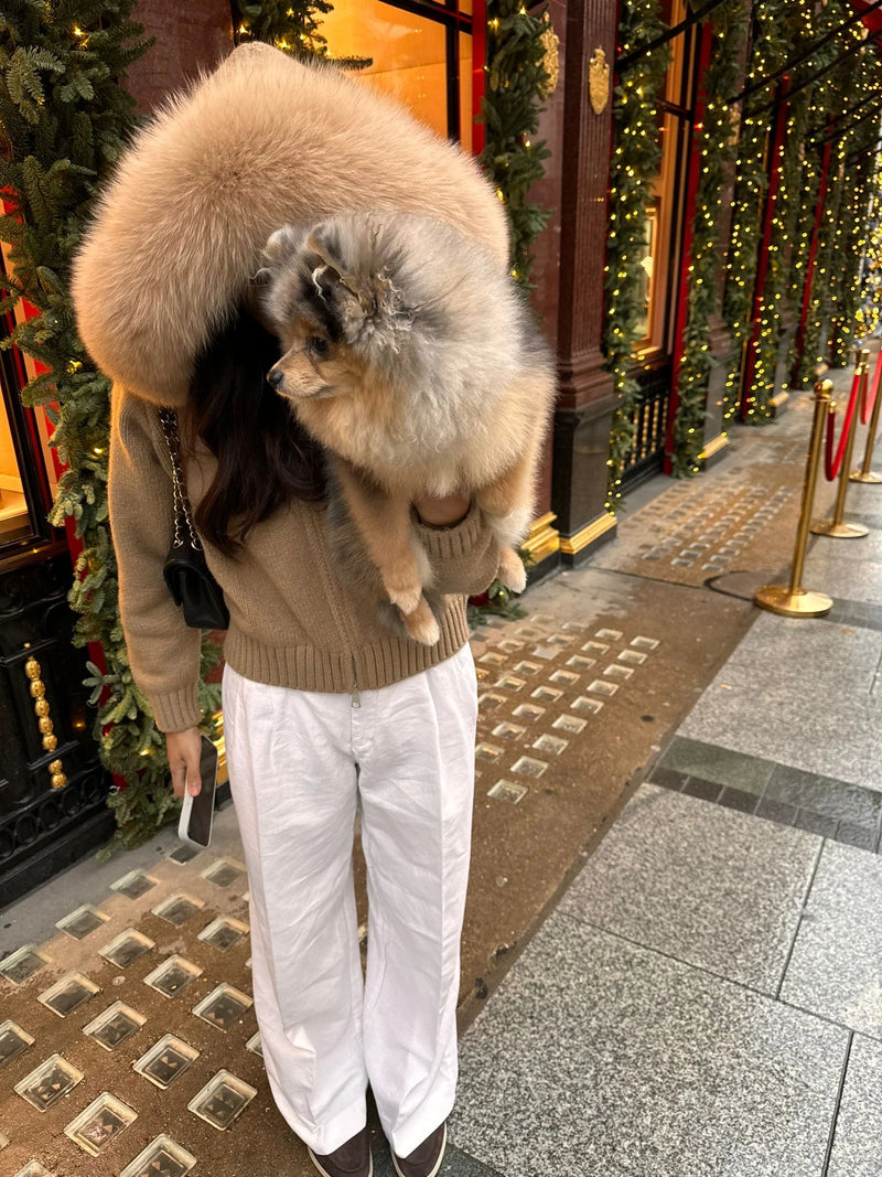 Aurora Hooded Fox Fur Sweater + FREE Fur Gloves