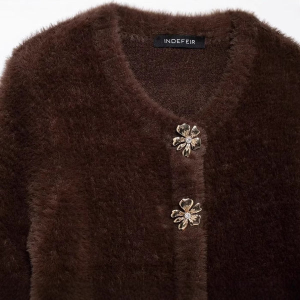 Women's Fashion Faux Fur Knitted Sweater