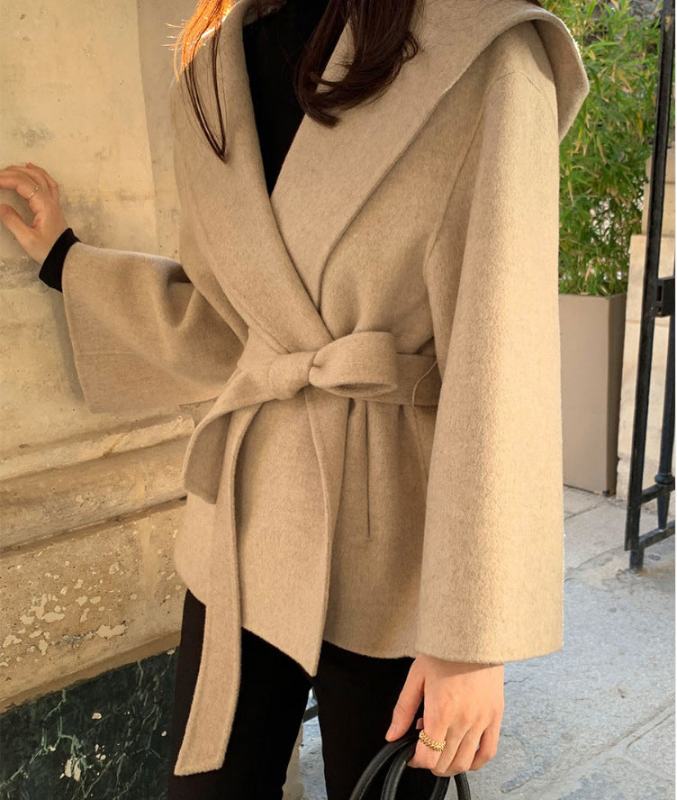 Elodie Hooded Woolen Coat