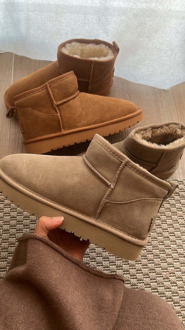 Fleece-lined ankle boots [taupe]