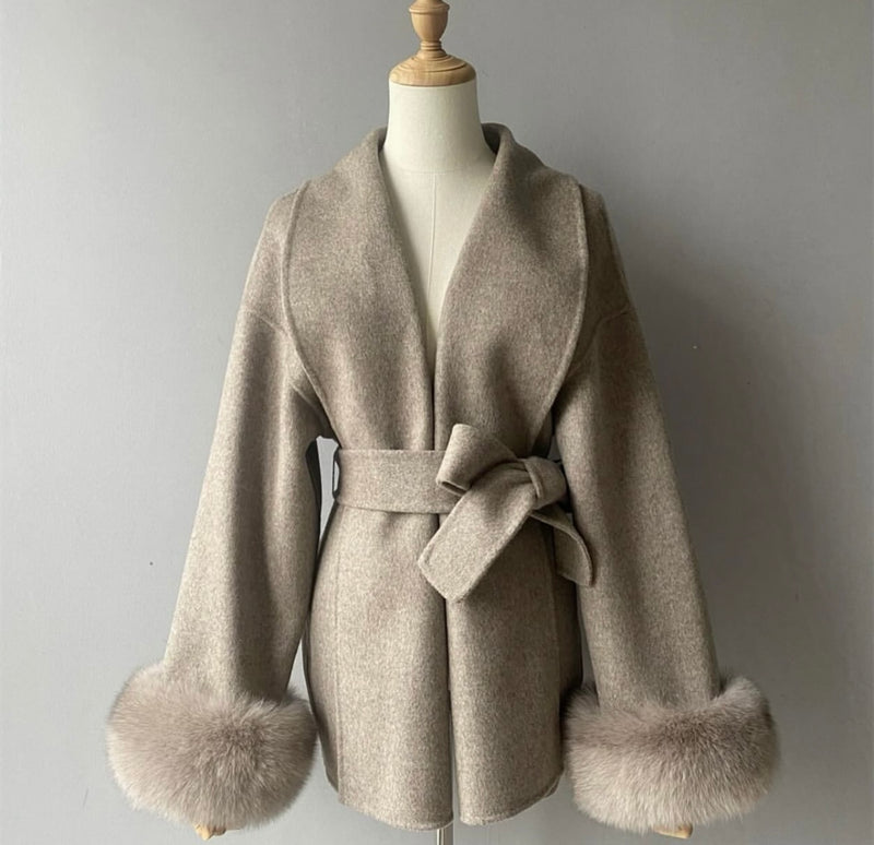Élise Fur Wool Coat| Fur Double-sided Cashmere Coat
