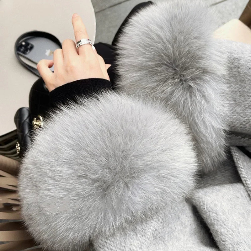Élise Fur Wool Coat| Fur Double-sided Cashmere Coat