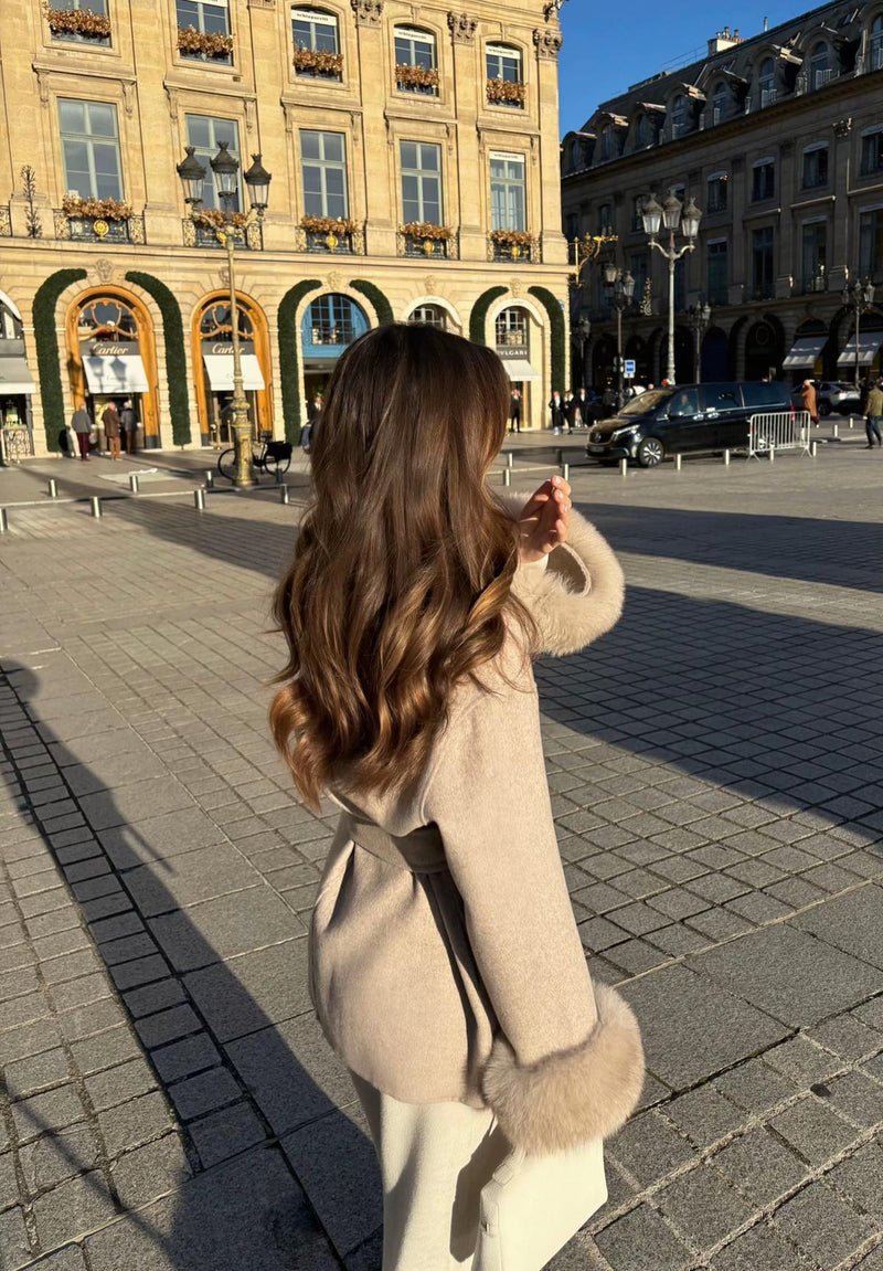 Élise Fur Wool Coat| Fur Double-sided Cashmere Coat