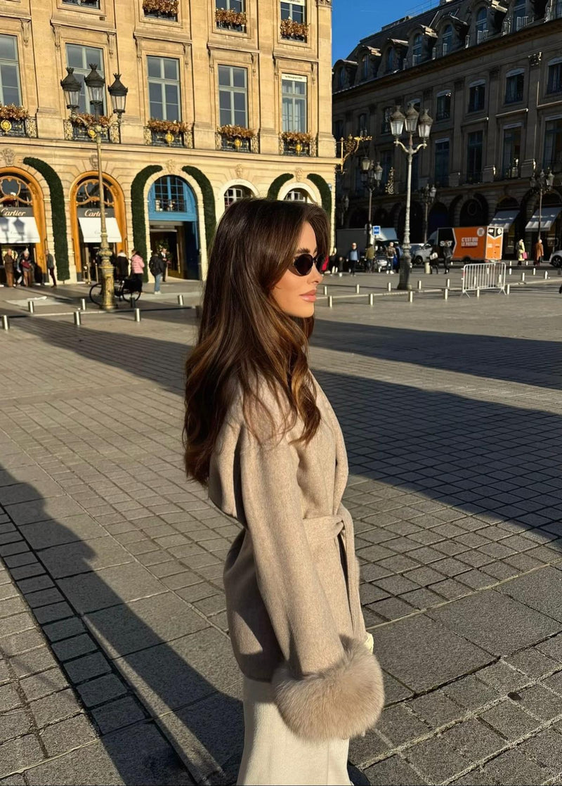 Élise Fur Wool Coat| Fur Double-sided Cashmere Coat