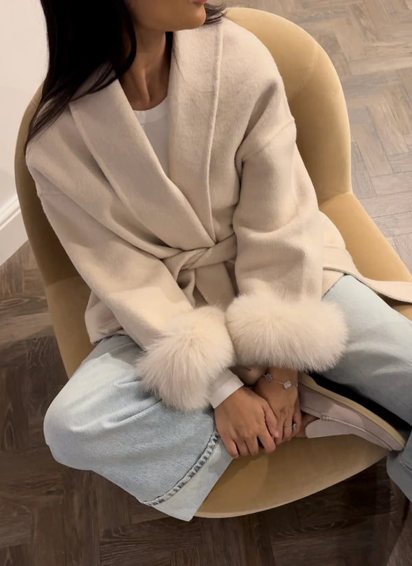 Élise Fur Wool Coat| Fur Double-sided Cashmere Coat