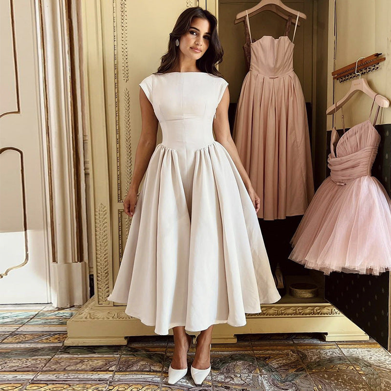 Elegant Backless Mid-Length Dress