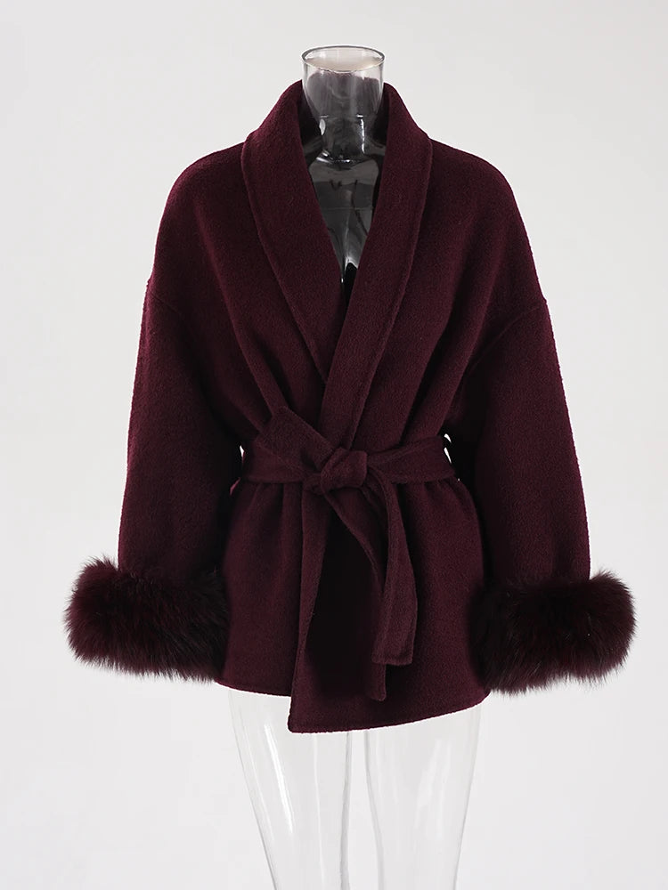Élise Fur Wool Coat| Fur Double-sided Cashmere Coat
