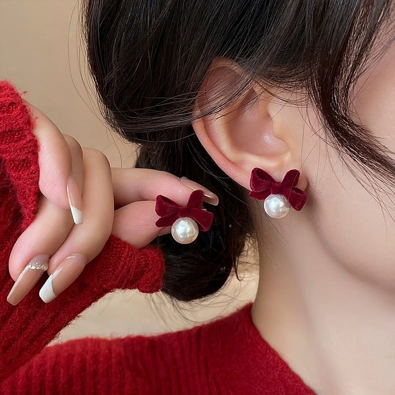 Velvet Bow Stud Earrings