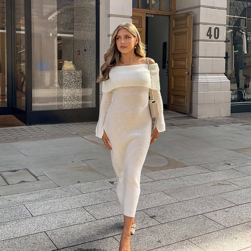 Elegant Off Shoulder Long Sleeve Dress